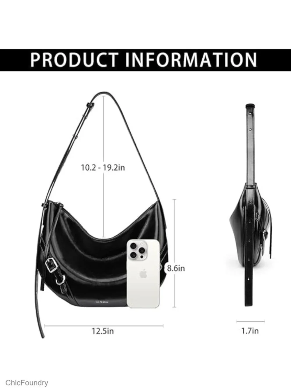 Genuine Leather Crescent Hobo Bag Women Crossbody Purse Work Adjustable Strap